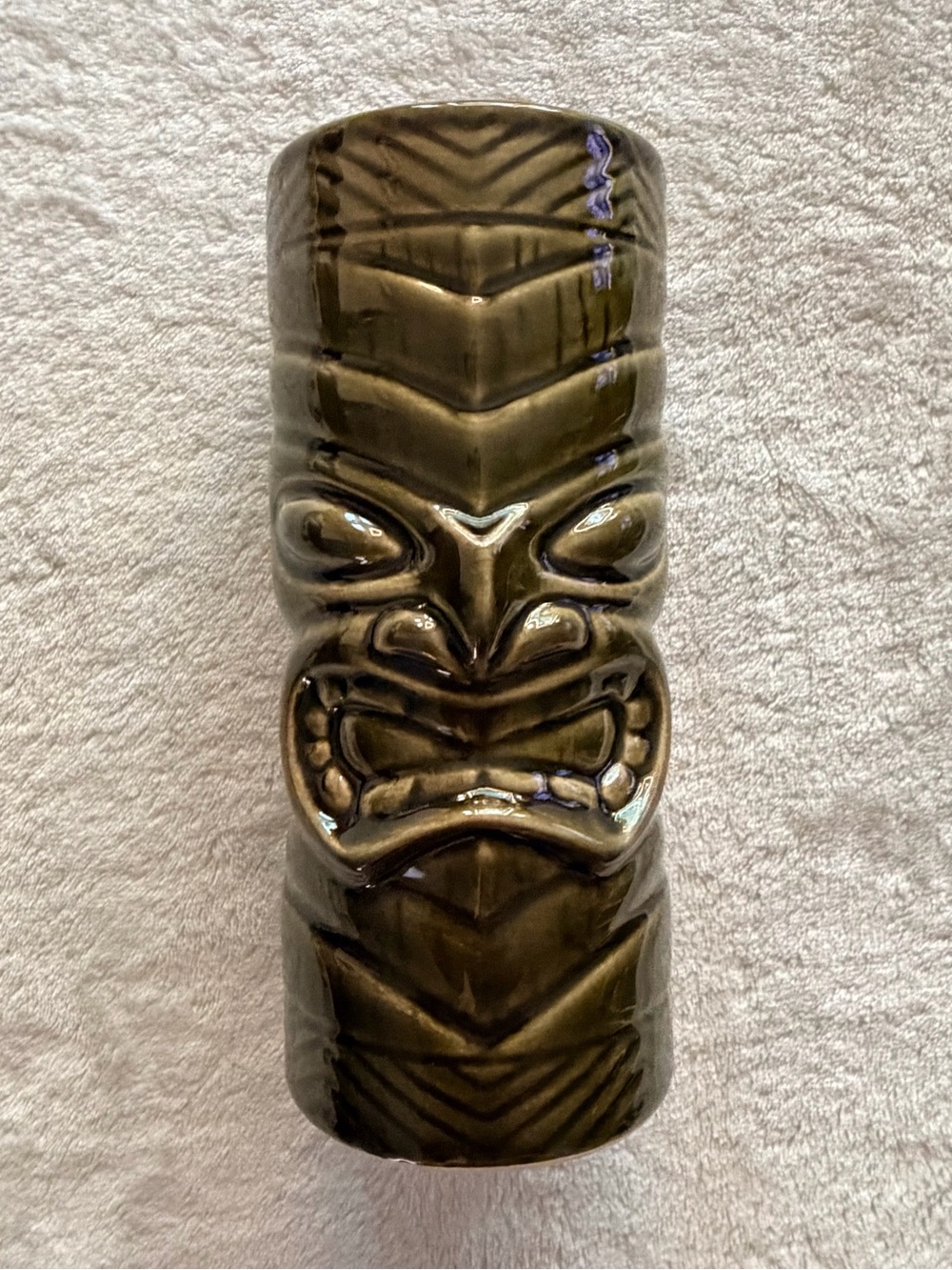 Island Heritage Tiki Mug 2009 Brown Ceramic | Unused | Maui Hawaii Souvenir | 7”